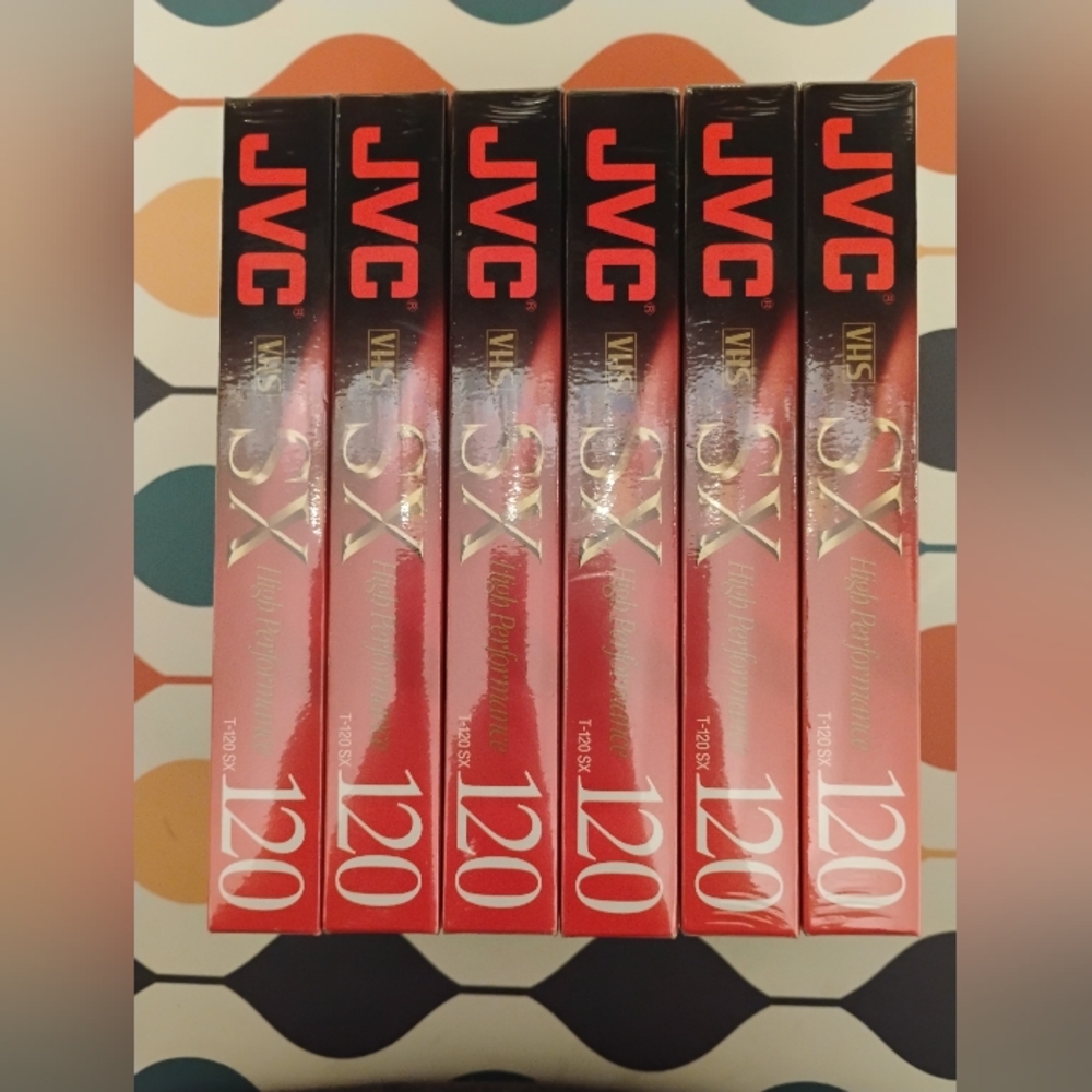JVC SX T-120 High Performance Blank VHS Tapes 6 Hour Lot Of 6 SEALED NEW E